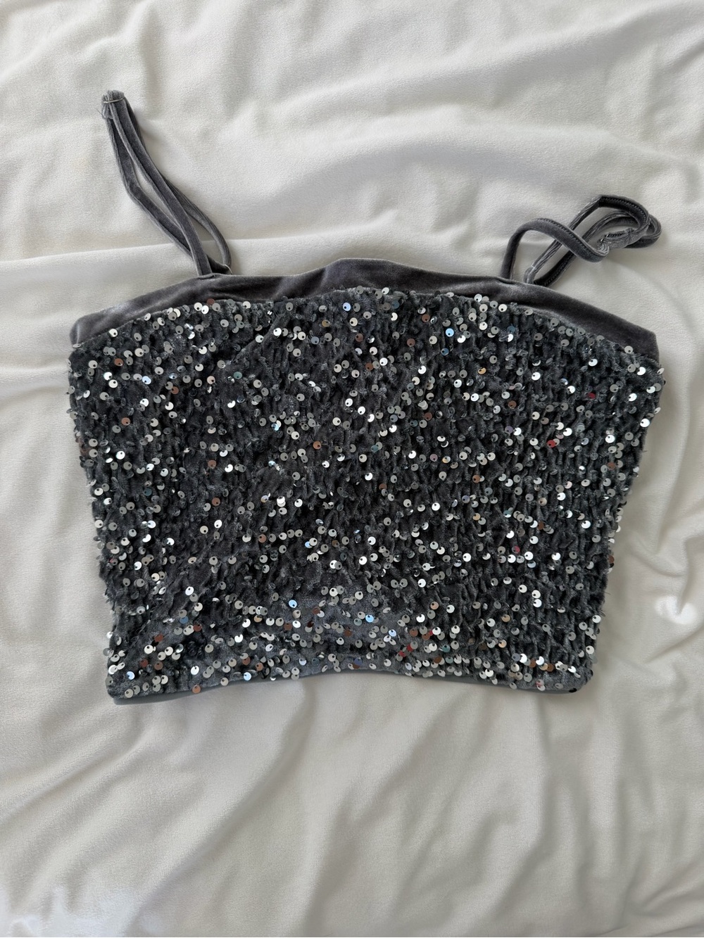 Allegra K Black Sequin Velvet Camisole